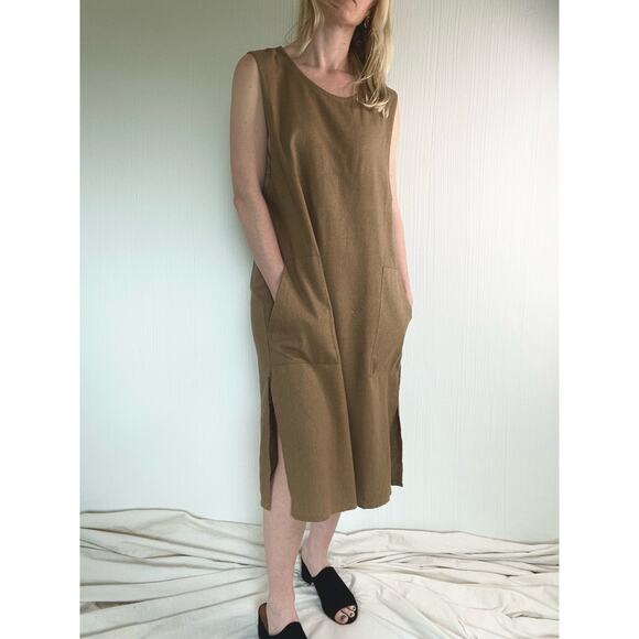 OZMA Dresses & Skirts - CONRADO CITY TO BEACH Oversized Cocoa Flax Sleeveless Beach Dress US MEDIUM